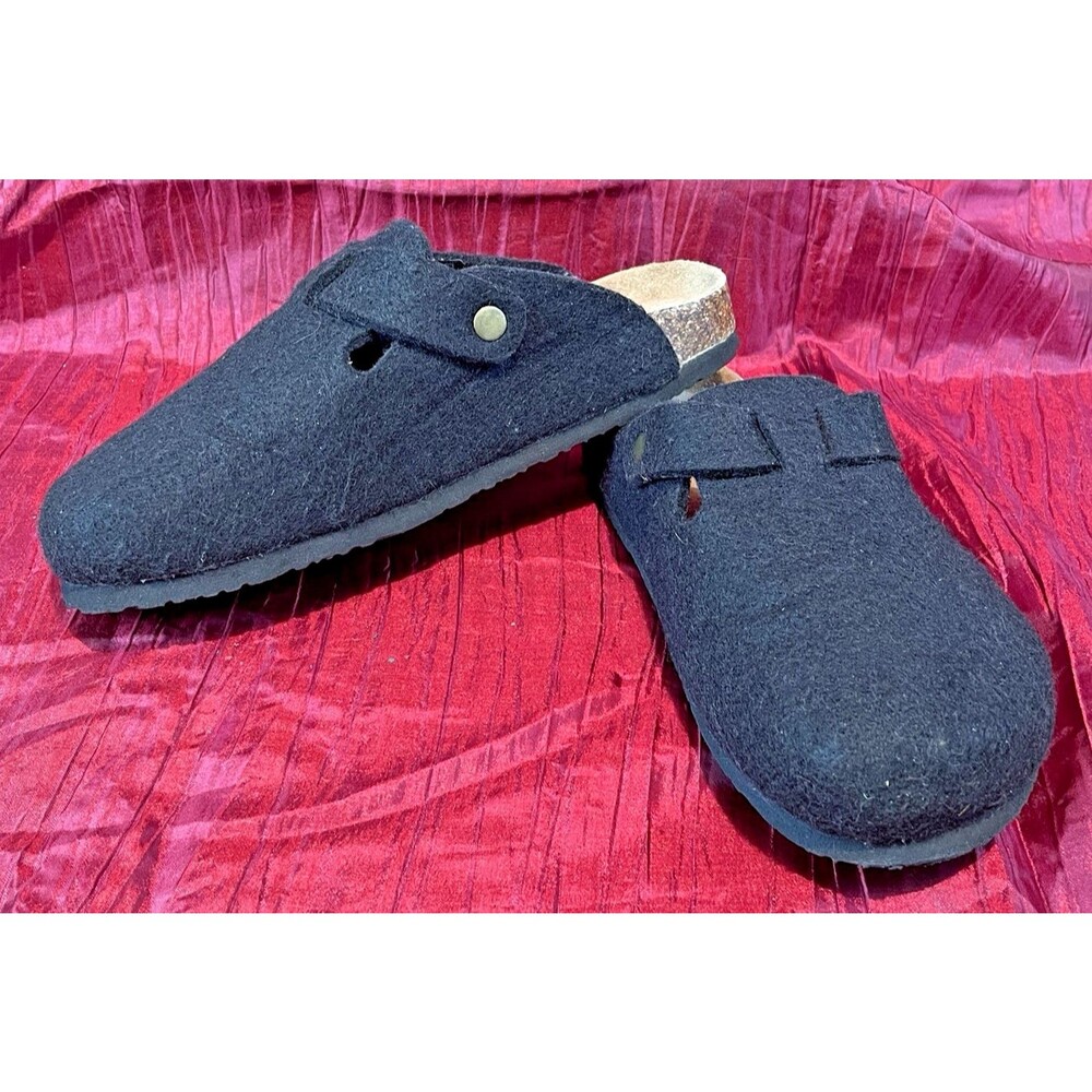 Mens Guoluofei Clogs Black Suede Slip on Mules Clogs w Buckle sz 41(US8)